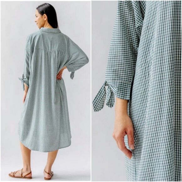 Mirth Hand Made Collection Kyoto House Dress Size Small In Jasper Gingham - Picture 2 of 12